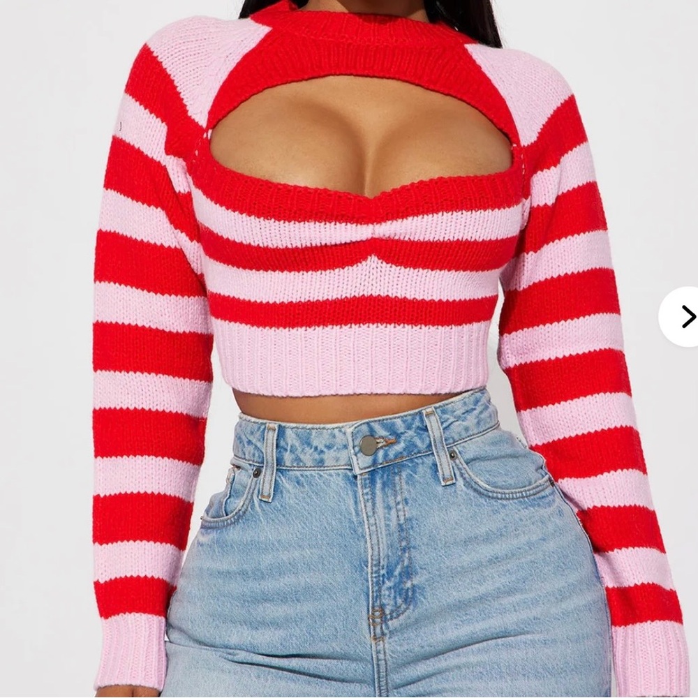 Striped Red and Pink Women's Crop Top